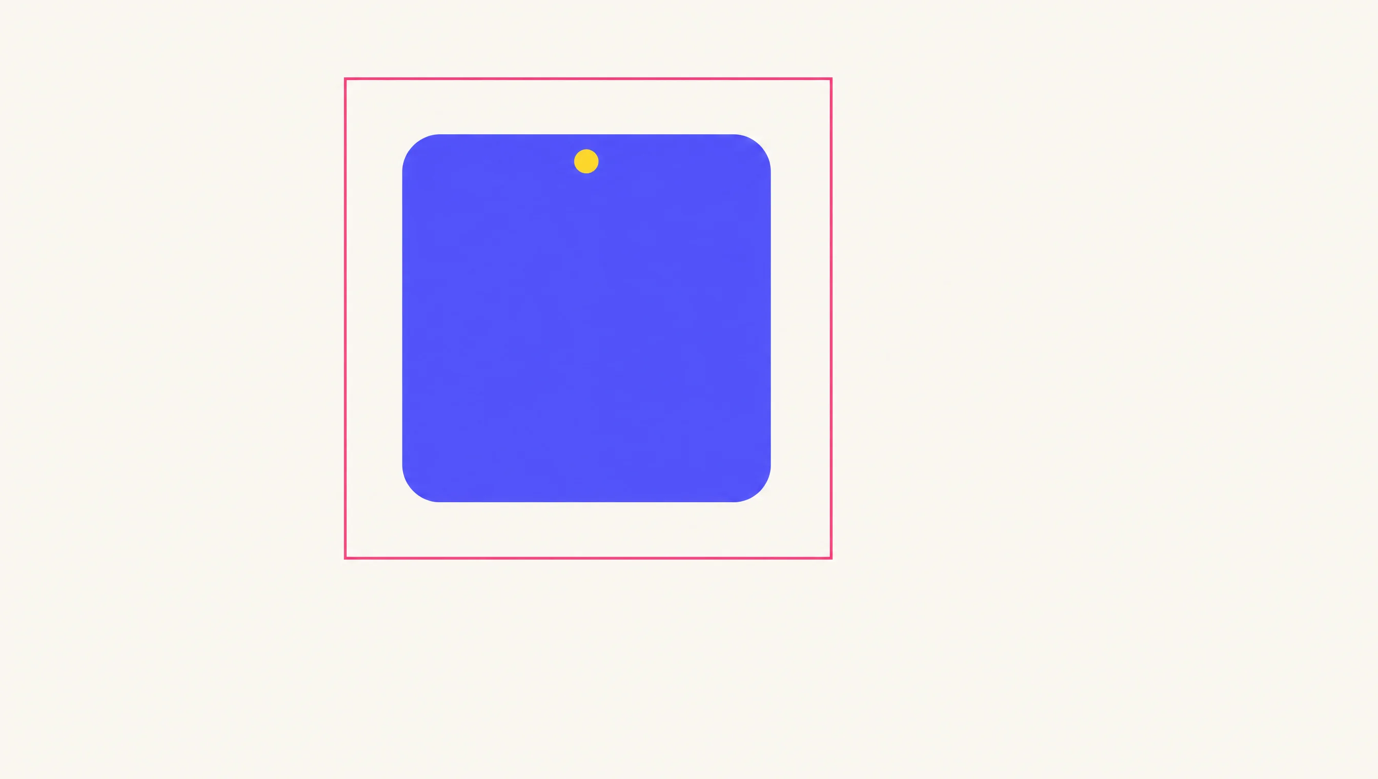 Un coffre de données indigo plat sur fond cream, scellé par un fin périmètre pink, un point yellow en haut, aucune sortie.