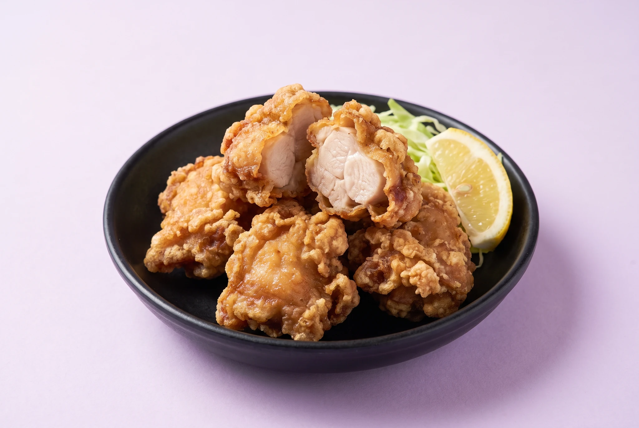 Crispy Japanese karaage chicken with lemon and mayonnaise